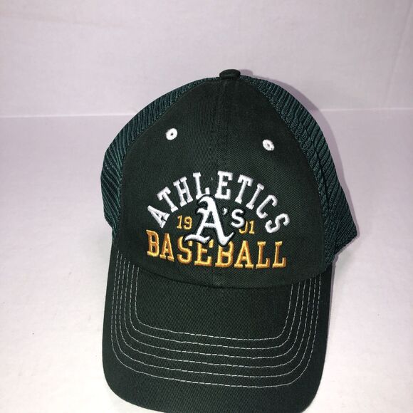 MLB OAKLAND ATHLETICS A'S CURVED BILL MESH TRUCKER ADJUSTABLE SNAPBACK HAT CAP - Picture 1 of 9